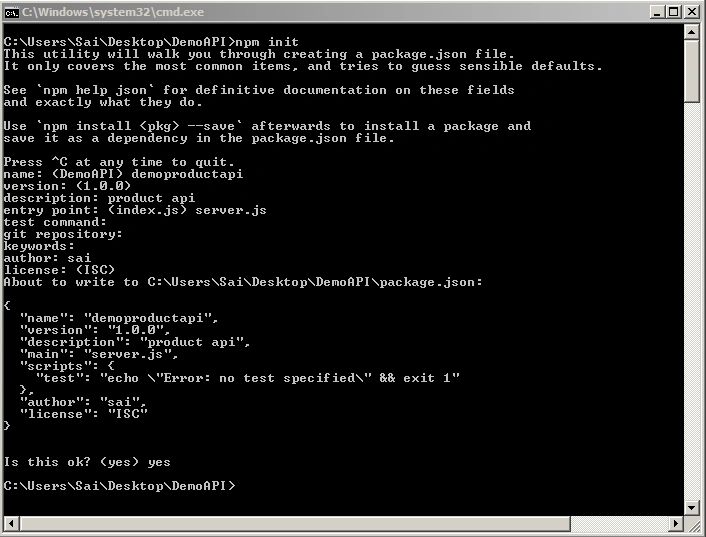 Simple API in Node js