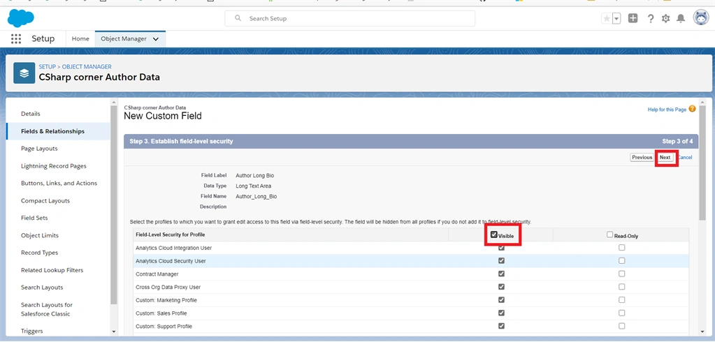 Creating Text And Text Area Field Data Types In Salesforce Object