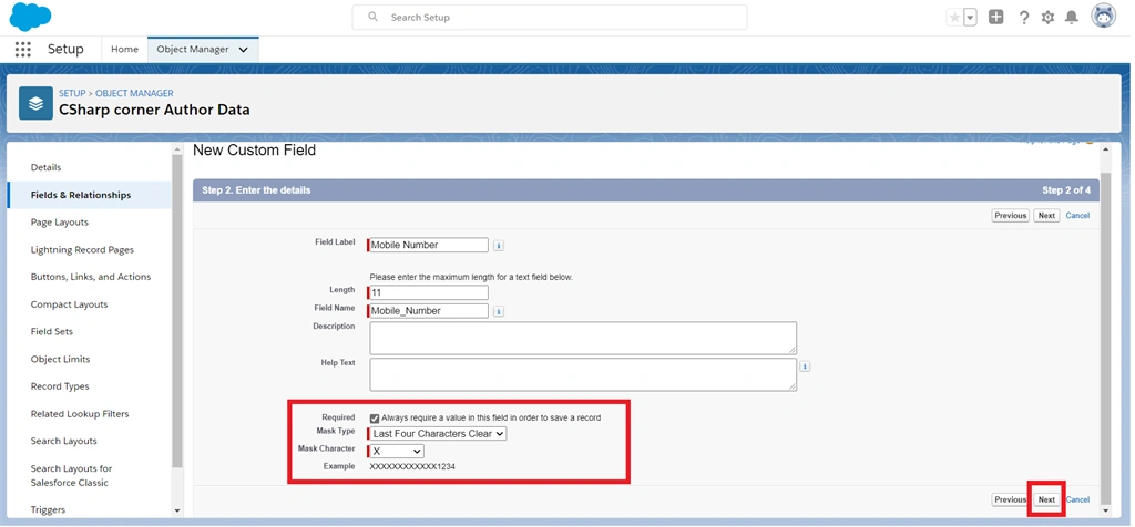 Creating Text And Text Area Field Data Types In Salesforce Object