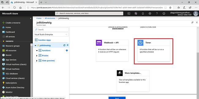 Creating Time Triggered Functions Using Azure Function App