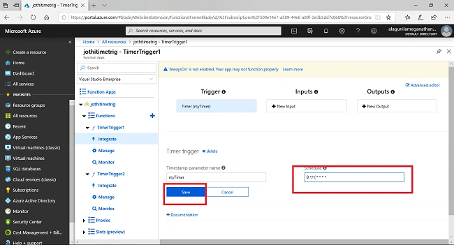 Creating Time Triggered Functions Using Azure Function App