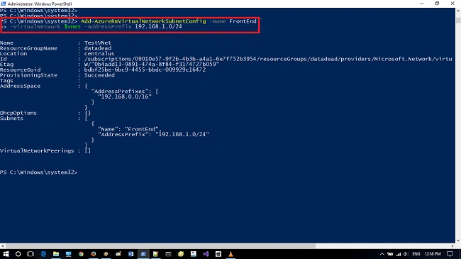 Add-AzureRmVirtualNetworkSubnetConfig