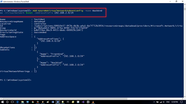 Add-AzureRmVirtualNetworkSubnetConfig