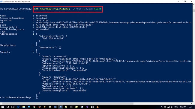 Set-AzureRmVirtualNetwork 