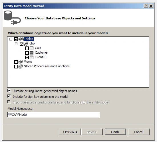 Choosing your database objects