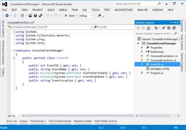 Adding EventTB Class in Console Project