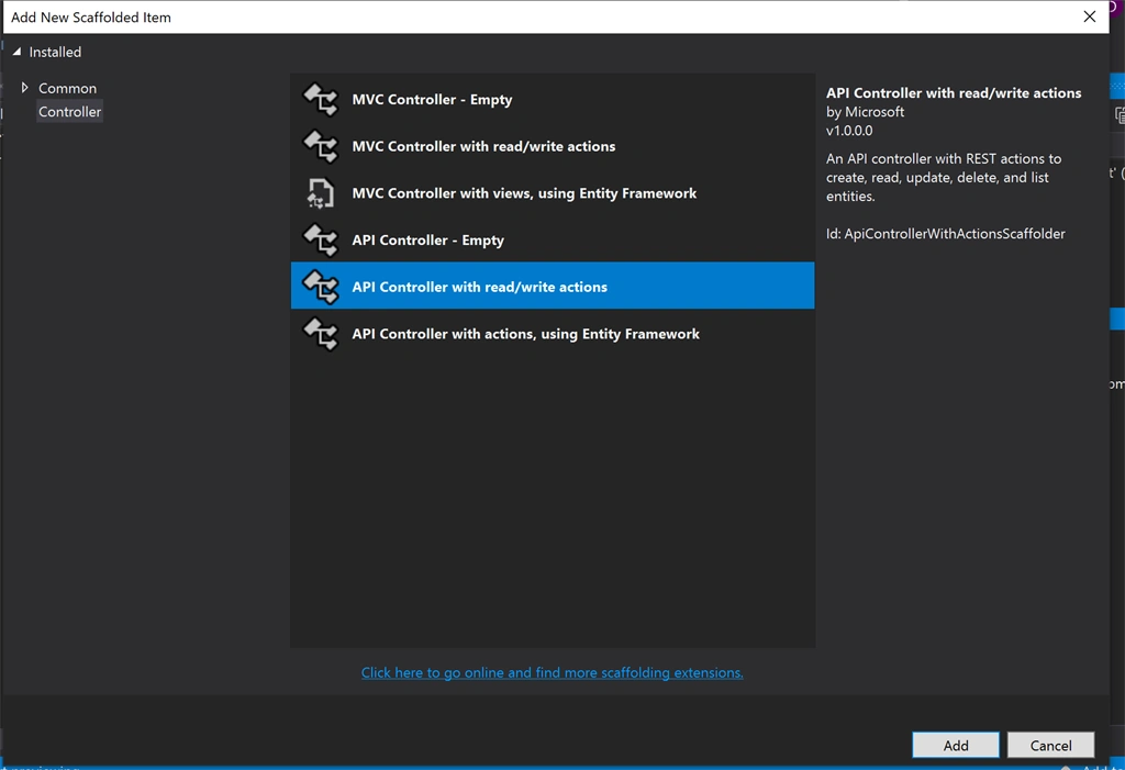 Creating WEB API project Visual Studio 2019 - ASP.NET Core And Swagger