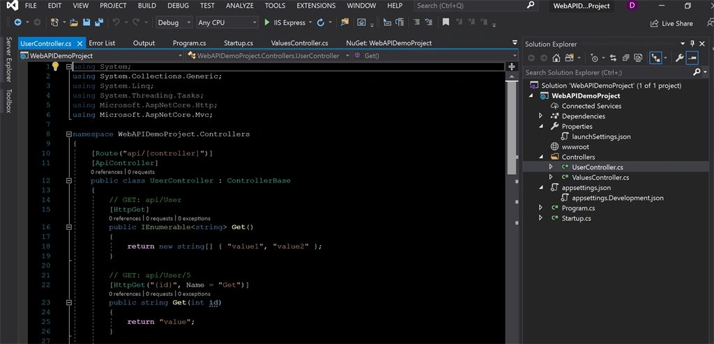 Creating WEB API project Visual Studio 2019 - ASP.NET Core And Swagger