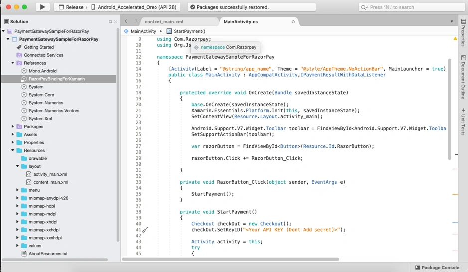 Creating Xamarin Android Binding For RazorPay Payment Gateway