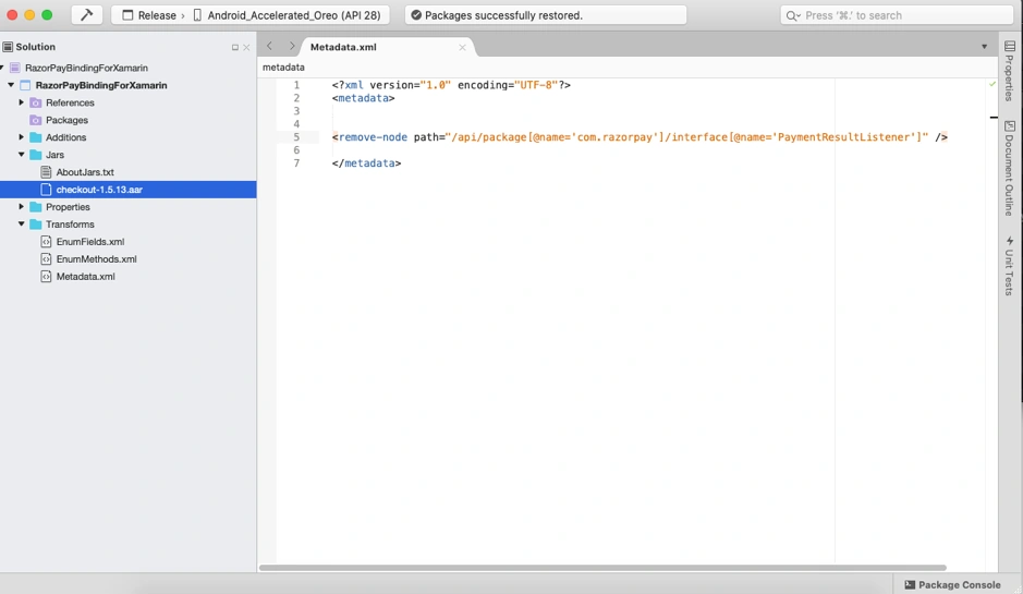 Creating Xamarin Android Binding For RazorPay Payment Gateway