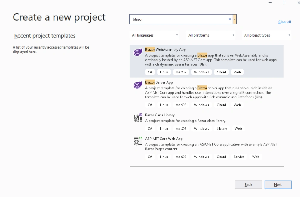Creating your first Blazor Application
