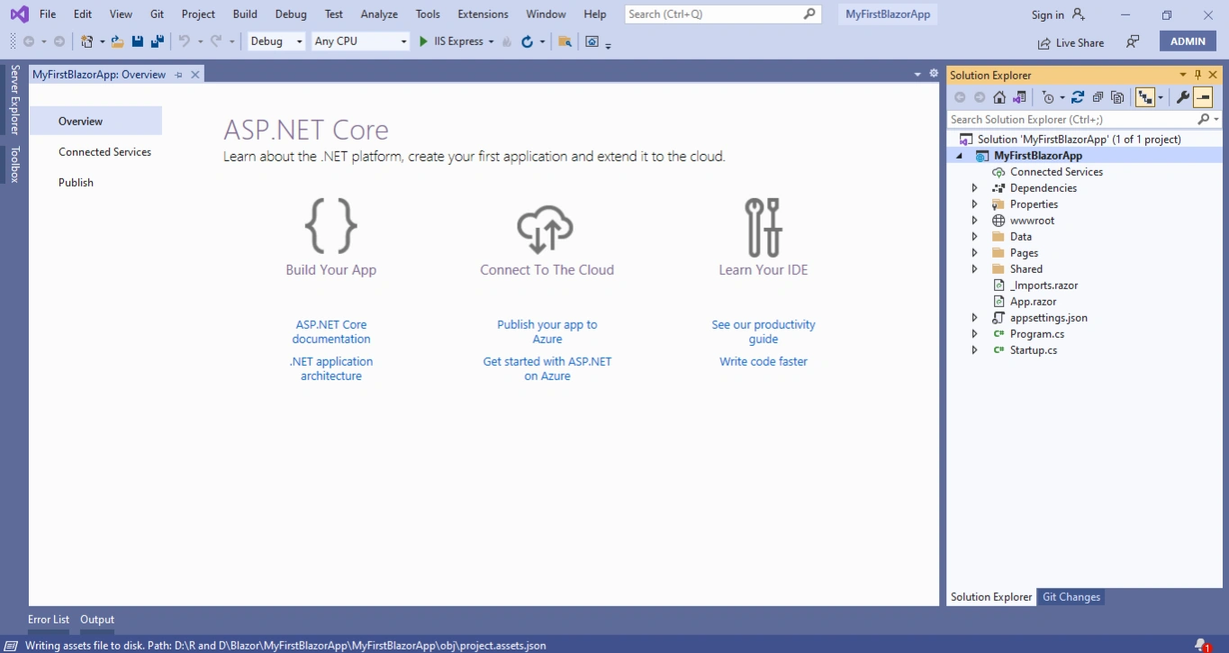 Creating your first Blazor Application
