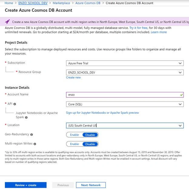 Creating Your First Cosmos DB Database