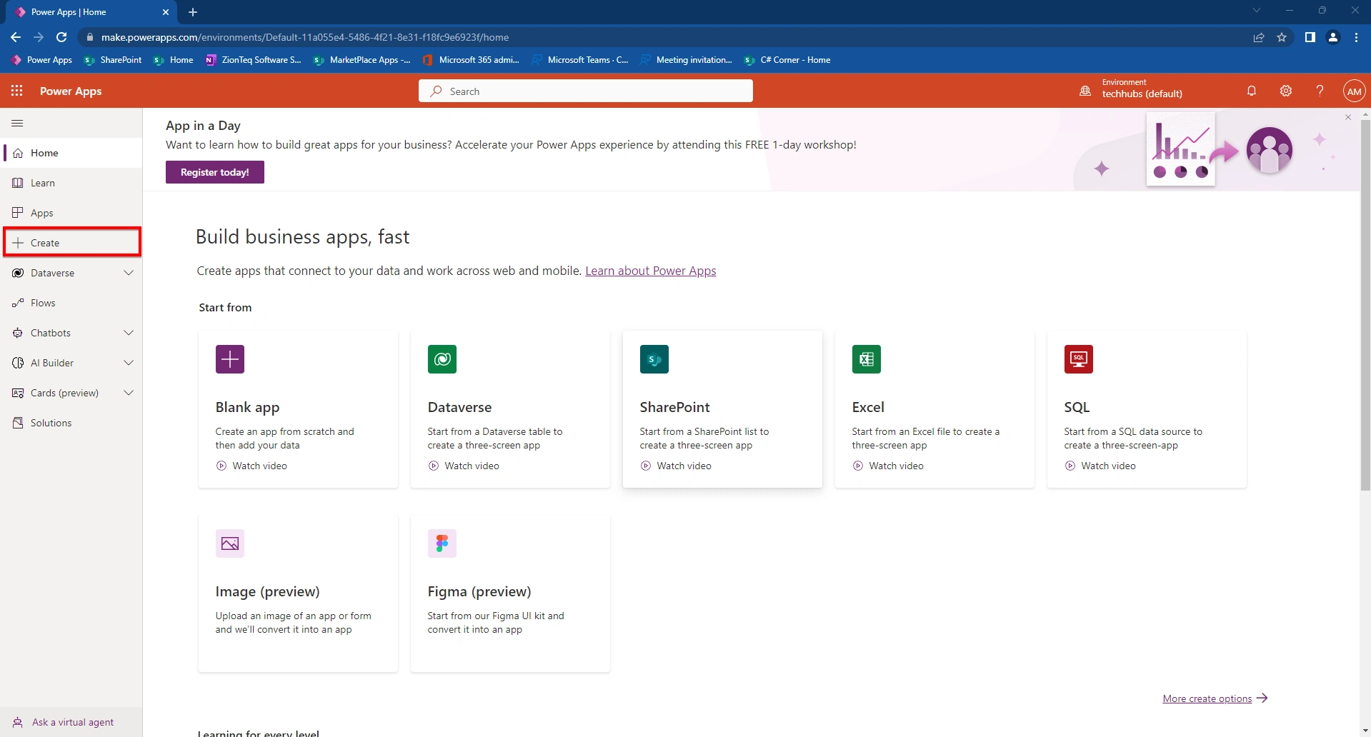 Creating your first PowerApps application