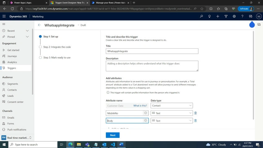 Custom Triggers in D365 Marketing