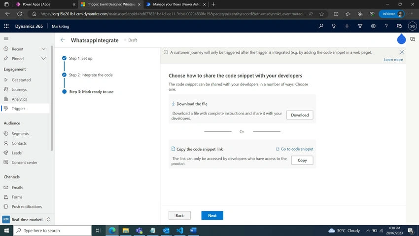 Custom Triggers in D365 Marketing