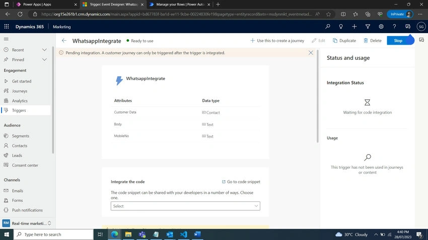 Custom Triggers in D365 Marketing