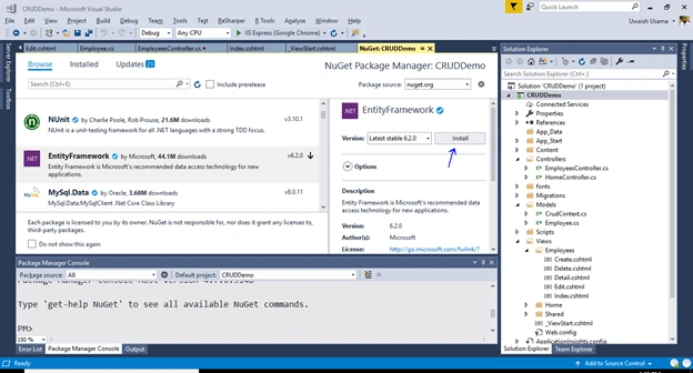 CRUD Application in ASP.Net