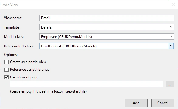 CRUD Application in ASP.Net