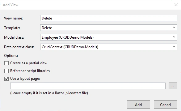 CRUD Application in ASP.Net
