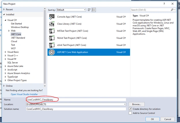 CRUD Operation With ASP.NET Core 2.1 MVC Using .Net Core Class Library Project