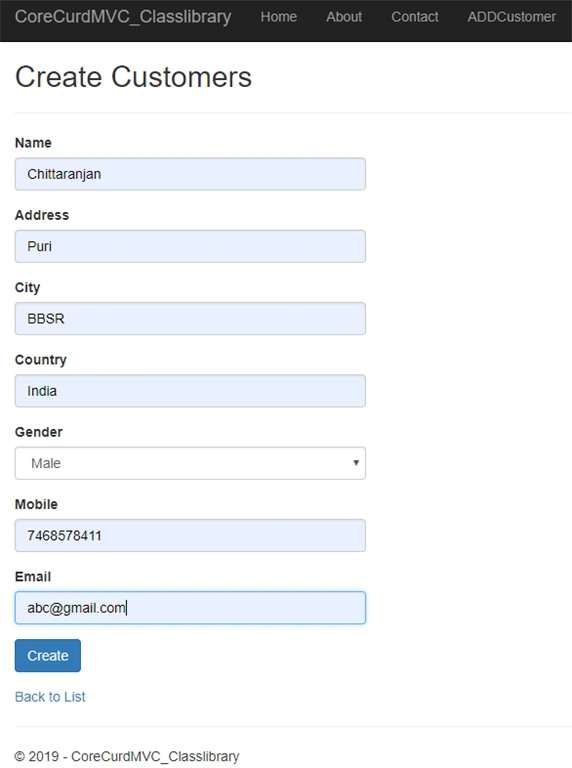 CRUD Operation With ASP.NET Core 2.1 MVC Using .Net Core Class Library Project