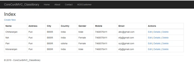 CRUD Operation With ASP.NET Core 2.1 MVC Using .Net Core Class Library Project