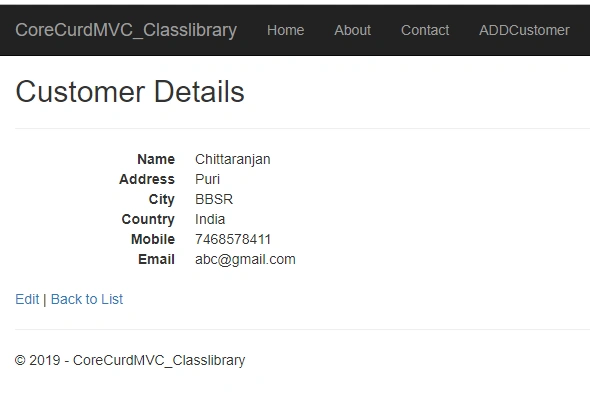 CRUD Operation With ASP.NET Core 2.1 MVC Using .Net Core Class Library Project