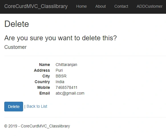 CRUD Operation With ASP.NET Core 2.1 MVC Using .Net Core Class Library Project