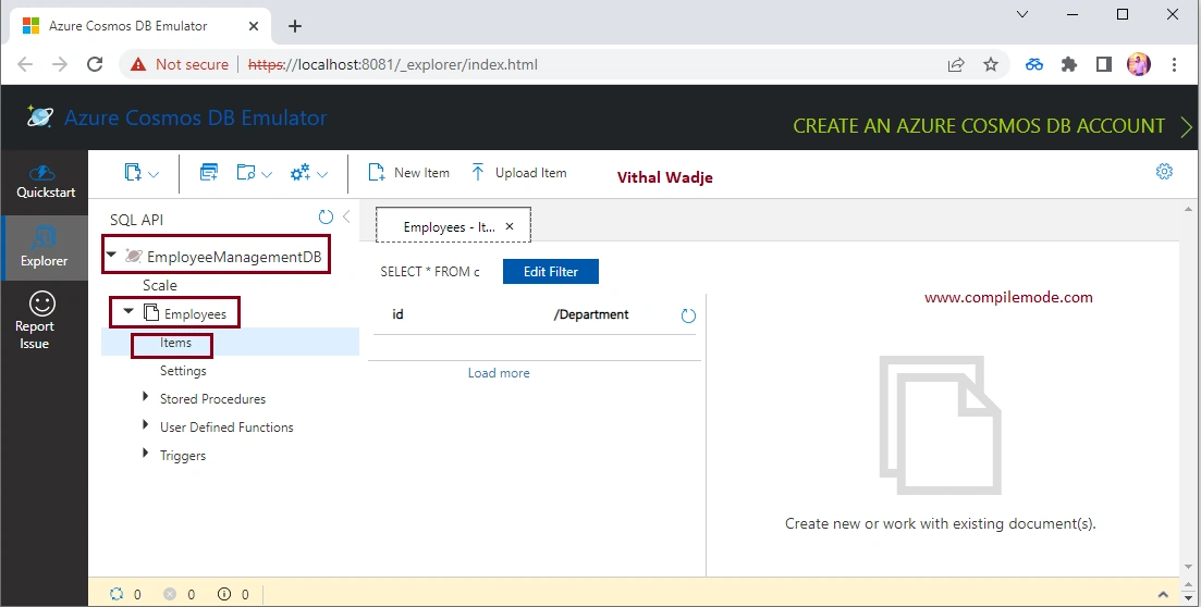CRUD Operations in Azure Cosmos DB SQL API Using ASP.NET Core Web API C#