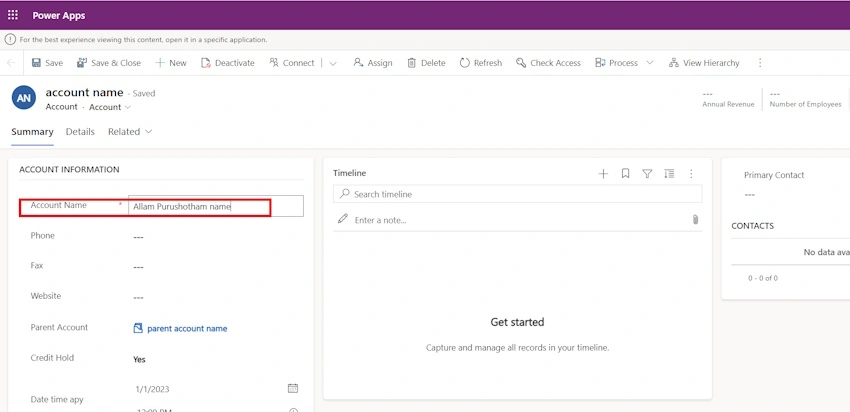 Power Apps account