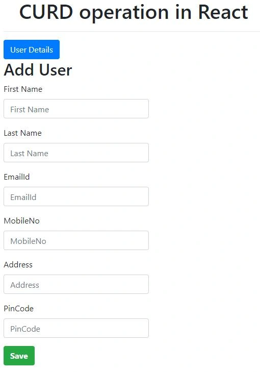 CRUD Operations In ReactJS With Axios Using Web API And SQL Server