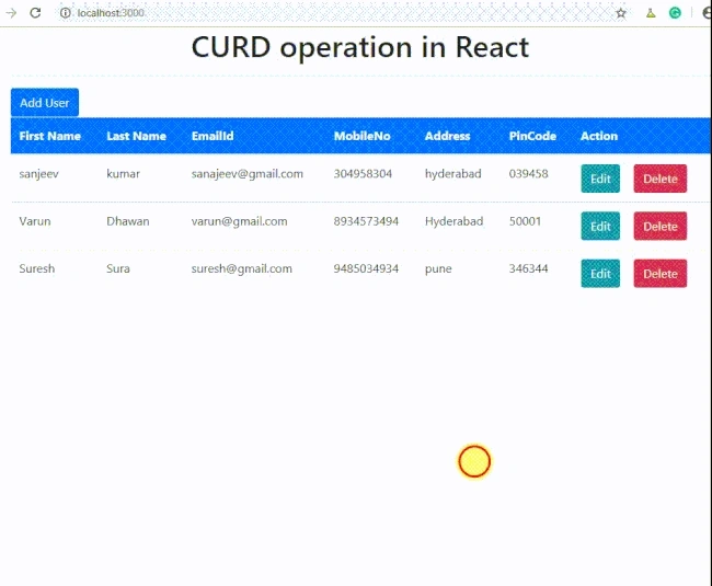 CRUD Operations In ReactJS With Axios Using Web API And SQL Server