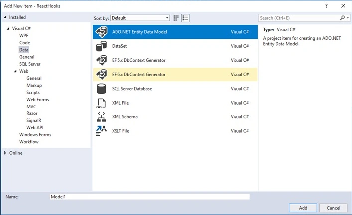 ADO DOT NET entity data model
