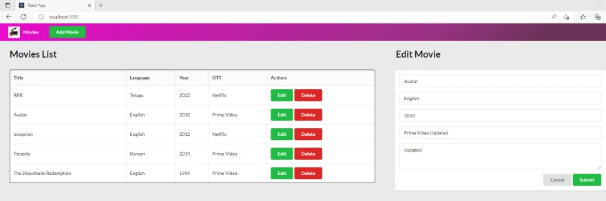 CRUD Operations Using ASP.NET Core Web API And ReactJS