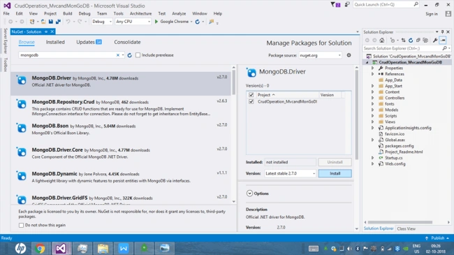CRUD Operations Using ASP.NET MVC and MongoDB