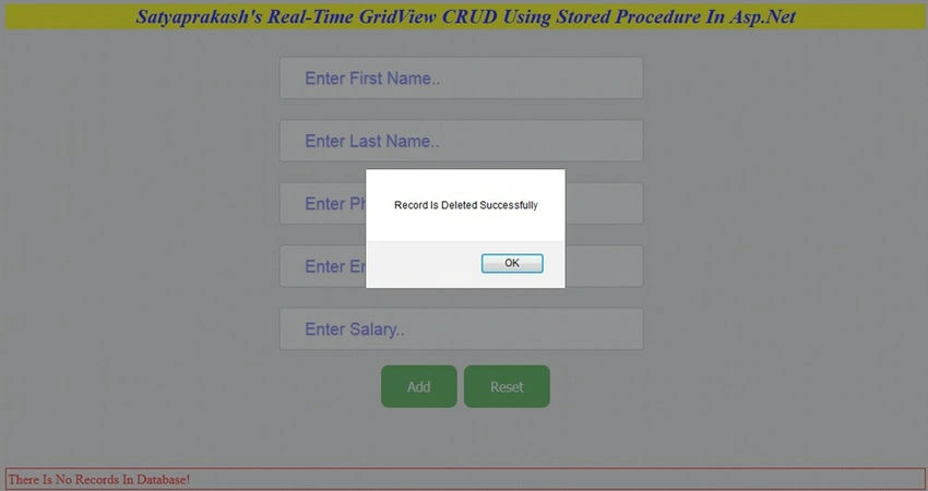 Record is deleted successfully