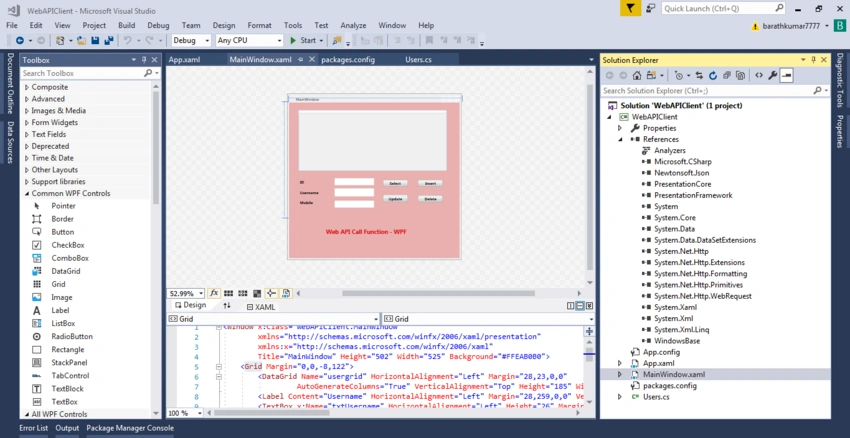 CRUD Web API Service Call Function In WPF Application