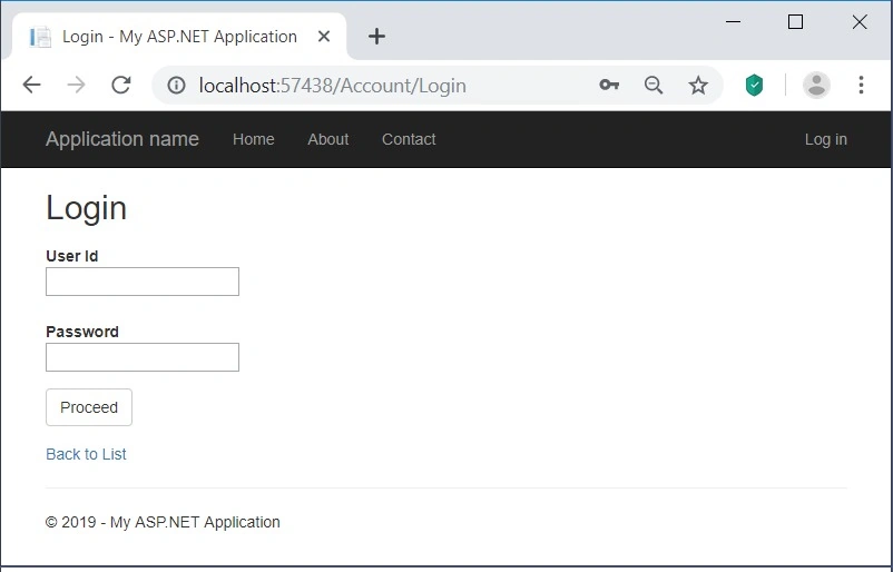 Login action
