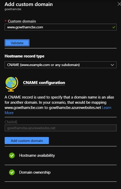Custom Domain In Azure Web App
