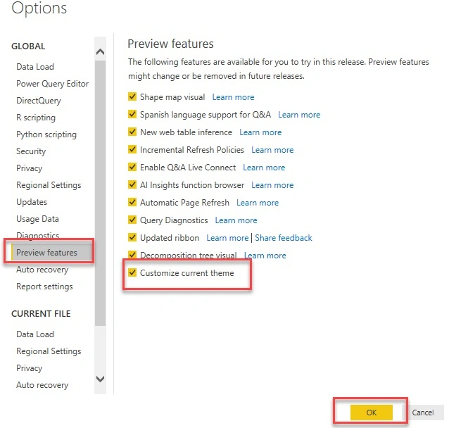 Preview features