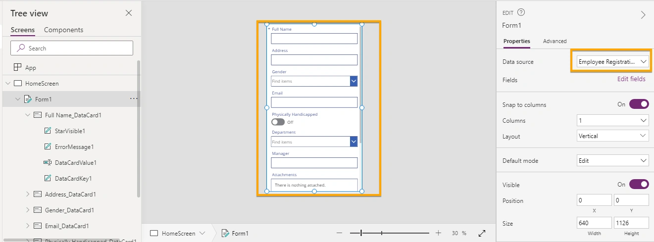 Customize data cards in PowerApps