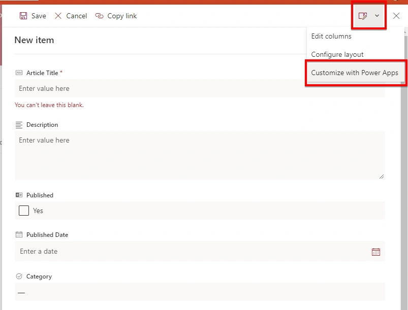 Customizing SharePoint Online List Form Using PowerApps