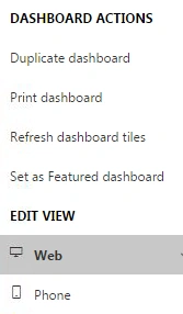 Dashboard Actions
