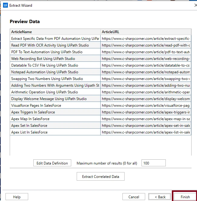 Data Scraping In A Webpage Automation Using UiPath Studio