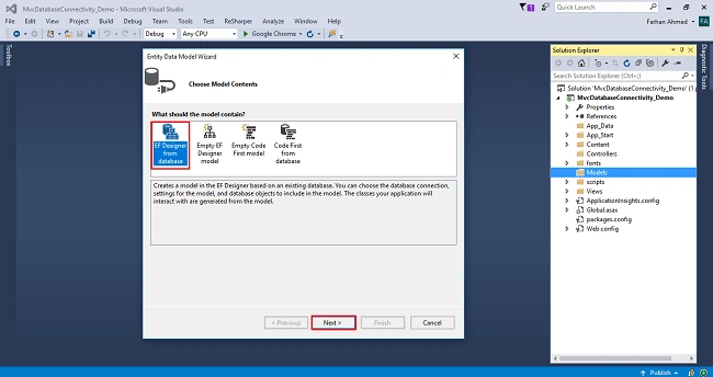 Database Connectivity With And Without Entity Framework In MVC