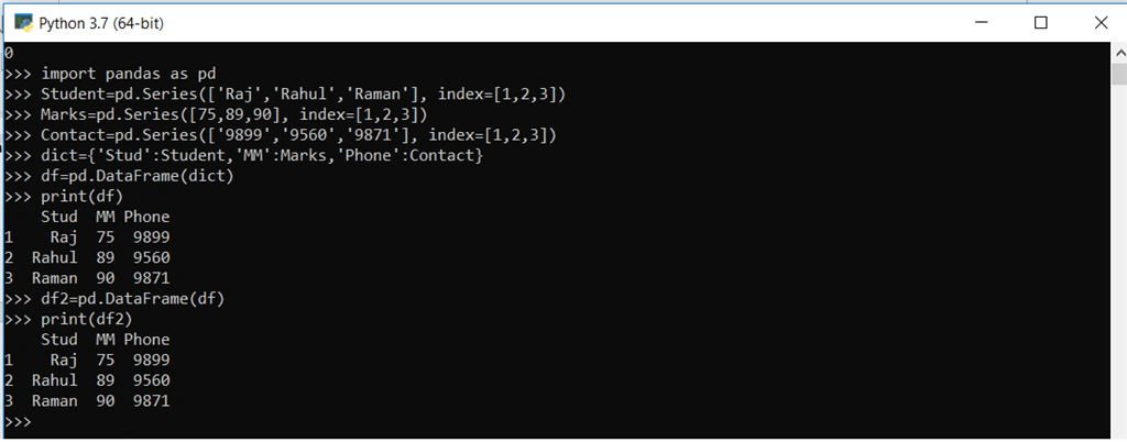 Creating DataFrame by DataFrame