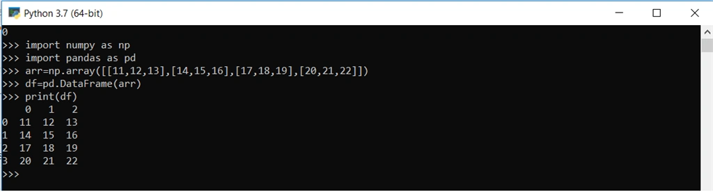 Creating DataFrame by NumPy Array