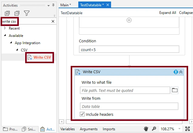 Datatable To CSV File Using UiPath Studio