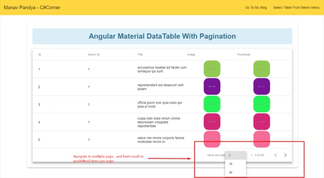 Angular Material Datatable